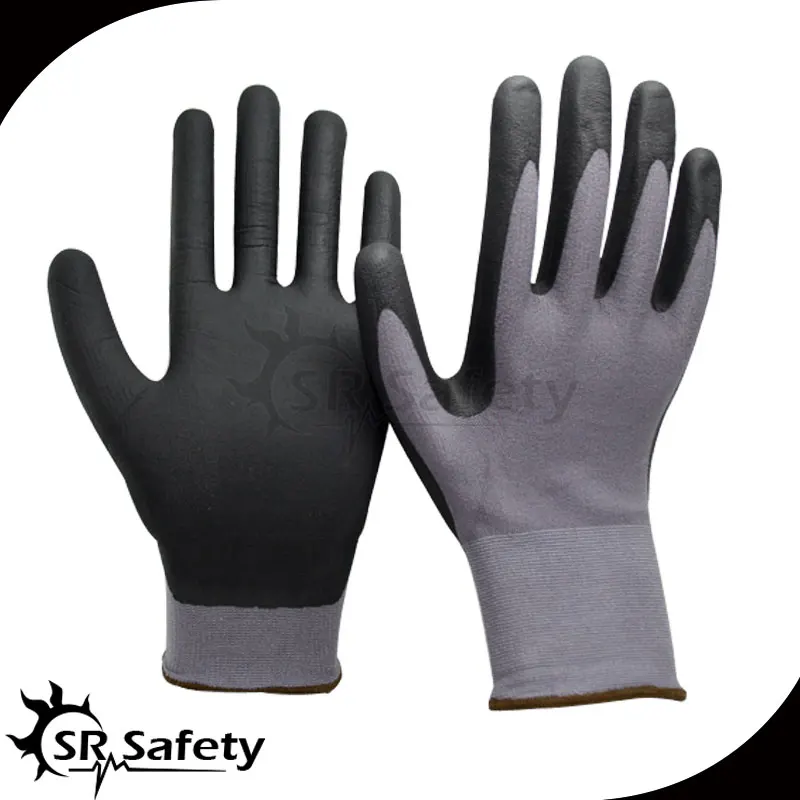 Image SRSAFETY 4 pairs 15 gauge high quality safety gloves micro foam nitrile dipped gloves