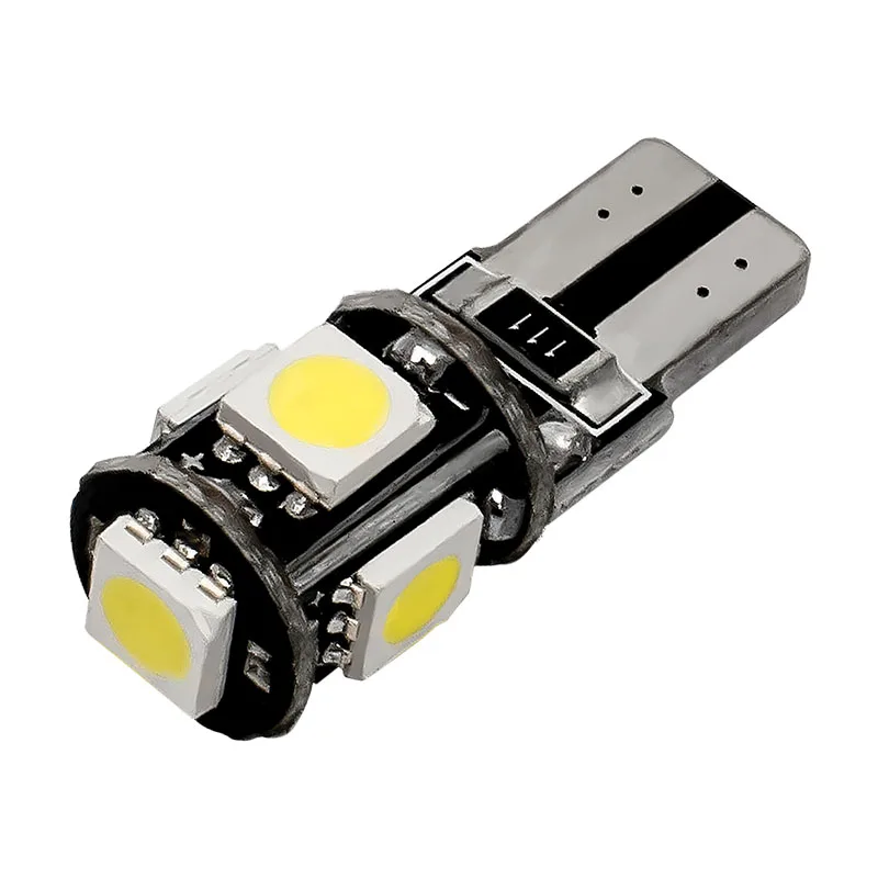 T10 5 SMD 5050 светодиодный Canbus безотказные автомобильные парковочные огни W5W 2825 501 168 5SMD автомобильные клиновые задние боковые лампочки для чтения DC 12V