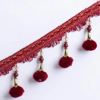 

12 yards/lot High Quality Pompom Fringe Tassel For Bag Handmade Sewing Curtains Garment Accessories White Pompon Gland Rideaux