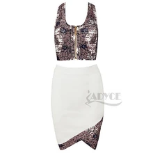 2016 new high quality sexy tight bandage printed flower dresses o-neck rayon elegant noble bodycone bandage print dress 2 piece