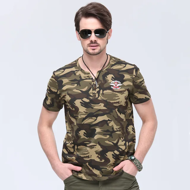 Buy Cotton Breathable Print T Shirt Army Military Men