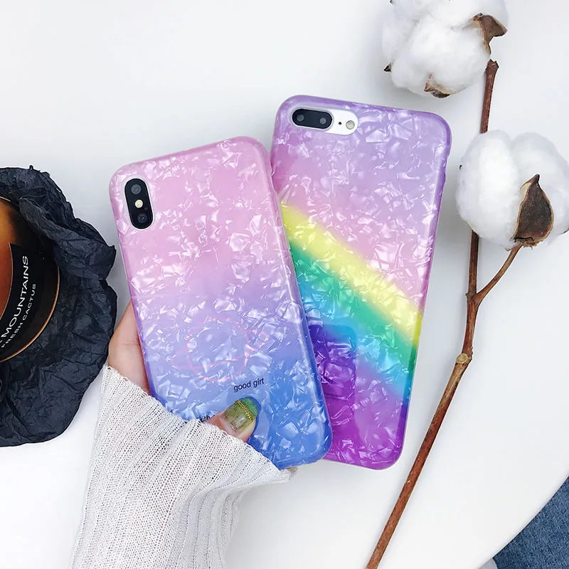 Blucub rainbow style Cases For iphone 6 6S back cover for iphone X TPU
