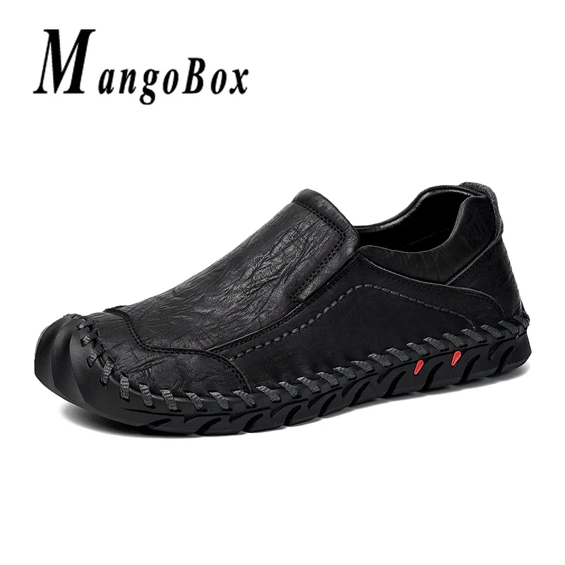

Man Casual Shoes Spring Autumn Mens Split Leather Shoes Black Gray Driving Male Loafers Rubber Bottom Slip-On Flat Shoes