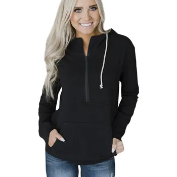

Hoodies Sweatshirts new Fashion Autumn Winter Zipper Up 2019 Sleeve Hooded Hoodies Casual Loose Solid Cotton Top Pullover 3XL