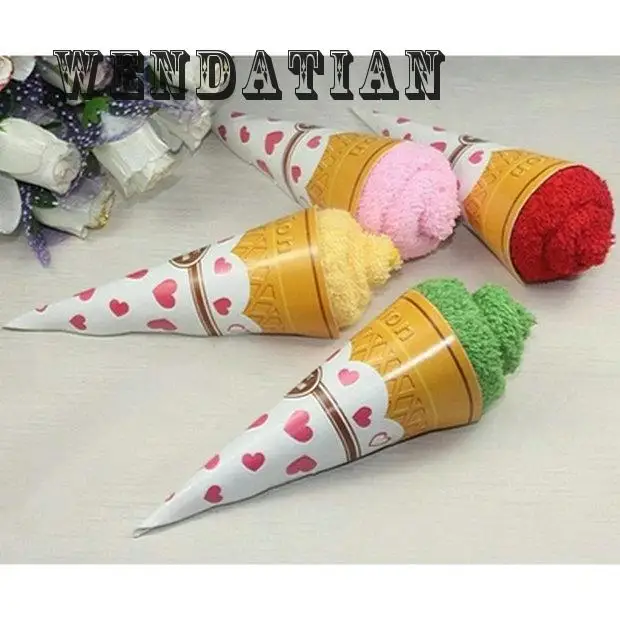 

20*20cm Home Textile Creative solid fiber Ice Cream modelling Cake small Towel for Valentine Day Gift 50pc/lot