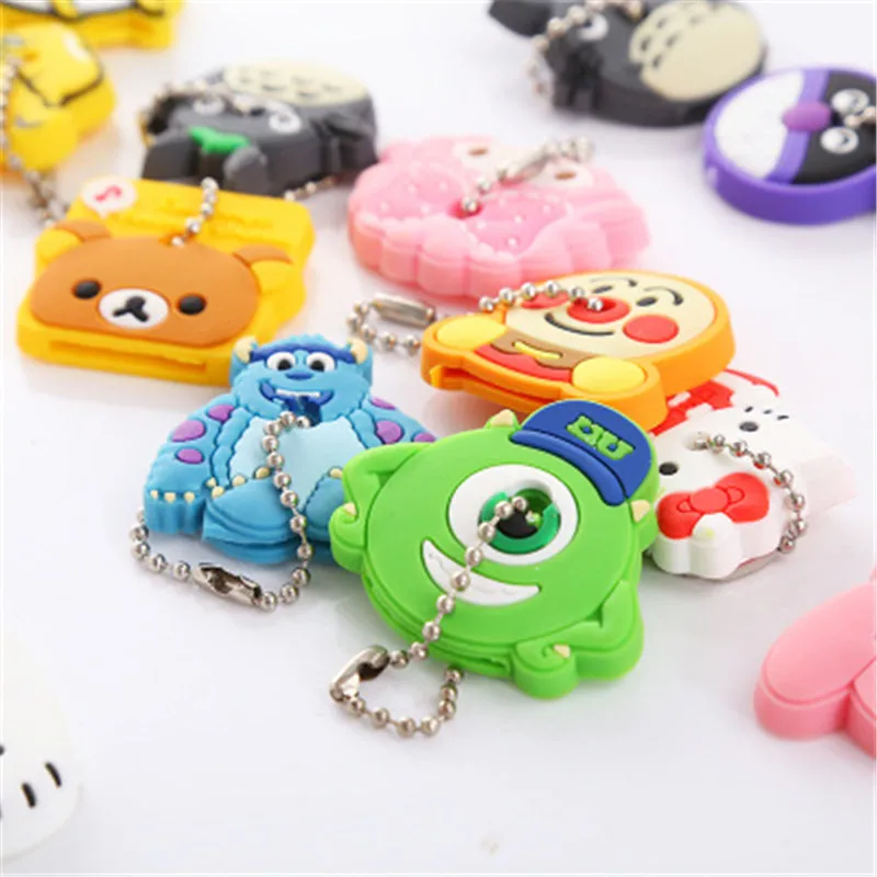 

New 2Pcs Cute Cartoon Totoro Monster Key chains For Women Key Cover Key Caps Key Ring Key Holder Kids Party Gift