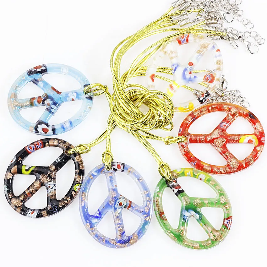 

QianBei 1Pcs Pendant Selling Peace Flower Crystal Murano Lampwork Glass Necklace Wedding Party Gift Wholesale