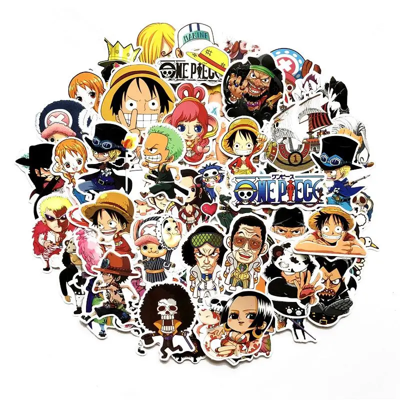 

60pcs/Lot Brand Anime One Piece Luffy Graffiti Stickers For Laptop Suitcase Skateboard Waterproof PVC Motor Stickers Pegatinas