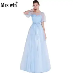 2018 Новое поступление Robe De Soiree Mrs Win элегантное ТРАПЕЦИЕВИДНОЕ вечернее платье трапециевидной формы с круглым вырезом и короткими рукавами