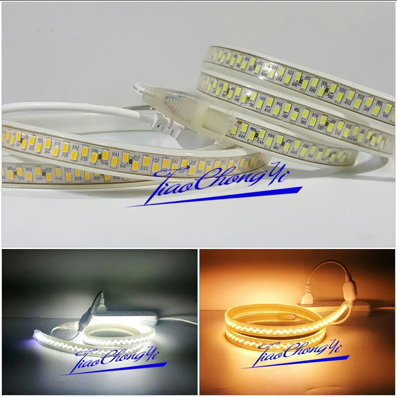 Светодиодная лента 180 светодиодов/м 220 В 5730 5630 SMD теплый белый гибкая