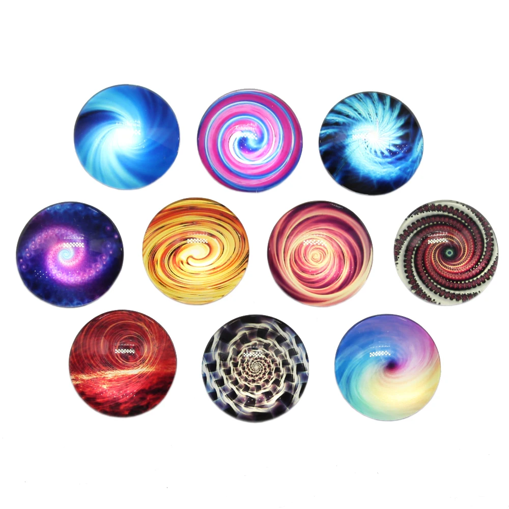 

10pcs/lot New Fashion 25mm Round Mixed Solar System Galaxy Planet DIY Glass Cabochon Mixed Patterns Fit Cameo Base Setting