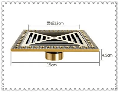 Утечка Душ Евро античная латунь трапных 15 см крышка душ площадь отходов Решетка фильтр волос Ванная комната аксессуары для ванной