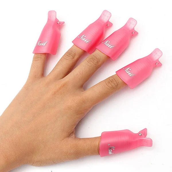 

10Pcs/lot Manicure Cap Clip Tools Plastic Acrylic Nail Art Soak Off Clip Cap UV Gel Polish Remover Wrap Tool 131-0209