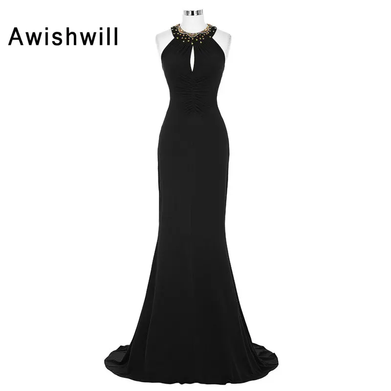 Plus Size Customized Black Prom Dress Mermaid Long Party Dress Beaded