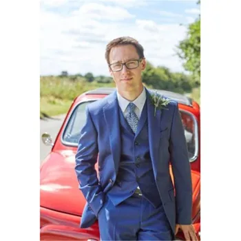 

Hot high quality velvety fabric blue wedding suit men's self fit groom groom's tuxedo best men's professional tailor jacket men