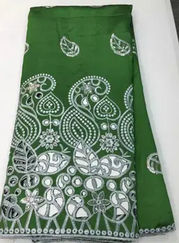

New Embroidery lovely flowers design Raw Silk George lace GREEN African Satin George Lace fabric for women dres L13J0