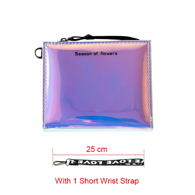 Модный маленький женский кошелек, короткий, три сложения, тонкие кошельки, женская сумка для денег, корейский женский голографический кошелек,, тонкий кошелек - Цвет: Blue 1 strap