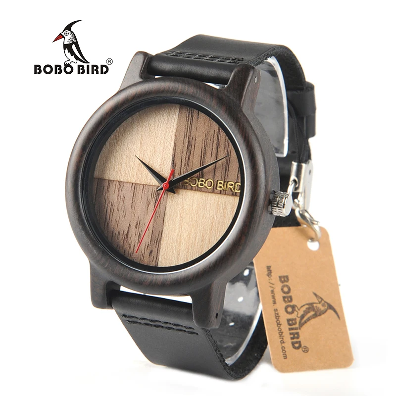BOBO BIRD Black Wood Watches Men Quartz Wristwatches Genuine Leather Strap Watch Luxury Brand relogio feminino C-N08 BOBO BIRD Black Wood Watches Men Quartz Wristwatches Genuine Leather Strap Watch Luxury Brand relogio feminino C-N08