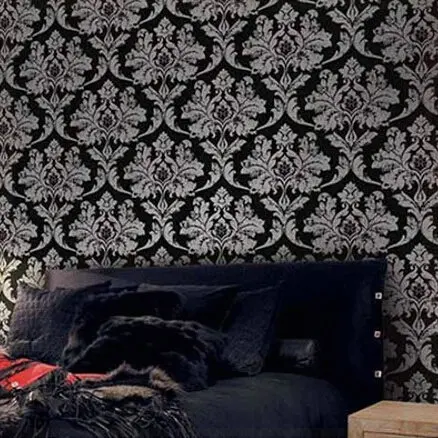 Home Decor Black Silver Damask Wallpaper Leather Bedroom Home Decor Black Silver Damask Wallpaper Leather Bedroom Background Wall Fl For Living Room Wp510 In Wallpapers From
