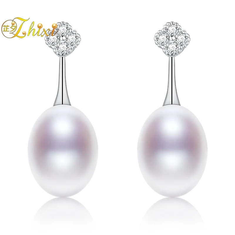 

ZHIXI Pearl Drop Earrings Shining Beautiful Elegant Fine Jewelry For Party Wedding Daily Girl Gift Women Rose E232