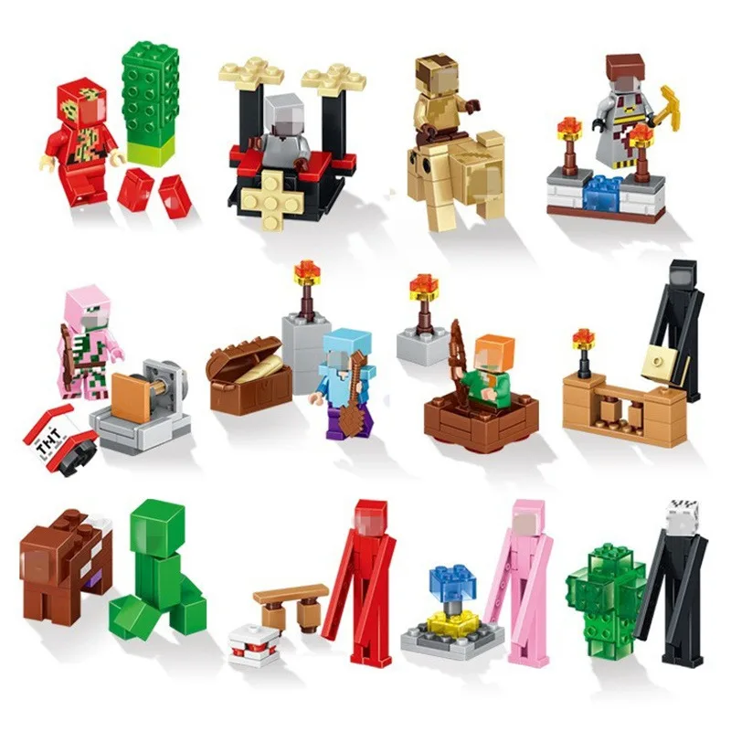 Mine World font b Minecrafted b font Minifigures Building Blocks My Craft Crystal Model Bricks Compatible