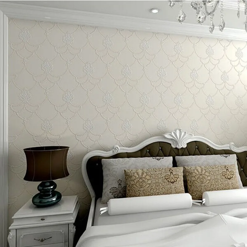 

beibehang Non Woven Embosed Flocking Wall Paper Europea 3d Floral Pattern Damask Wallcovering Minimalist Modern Style Wallpaper