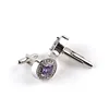 Boutons de manchette en cristal blanc violet pour hommes, bijoux de luxe de haute qualité, boutons de manchette ronds pour fête de mariage, boutons de manchette pour chemise française ► Photo 3/6