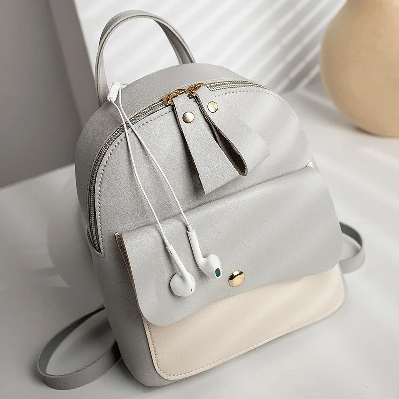 

2019 Women Backpack PU Leather Children Backpack Mini Backpack For Teenager Girl Women Cute Panelled Small Bag