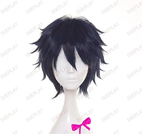

Fairy Tail Headwear Gray Fullbuster Cosplay Hair Short Dark Blue Spiky Wig