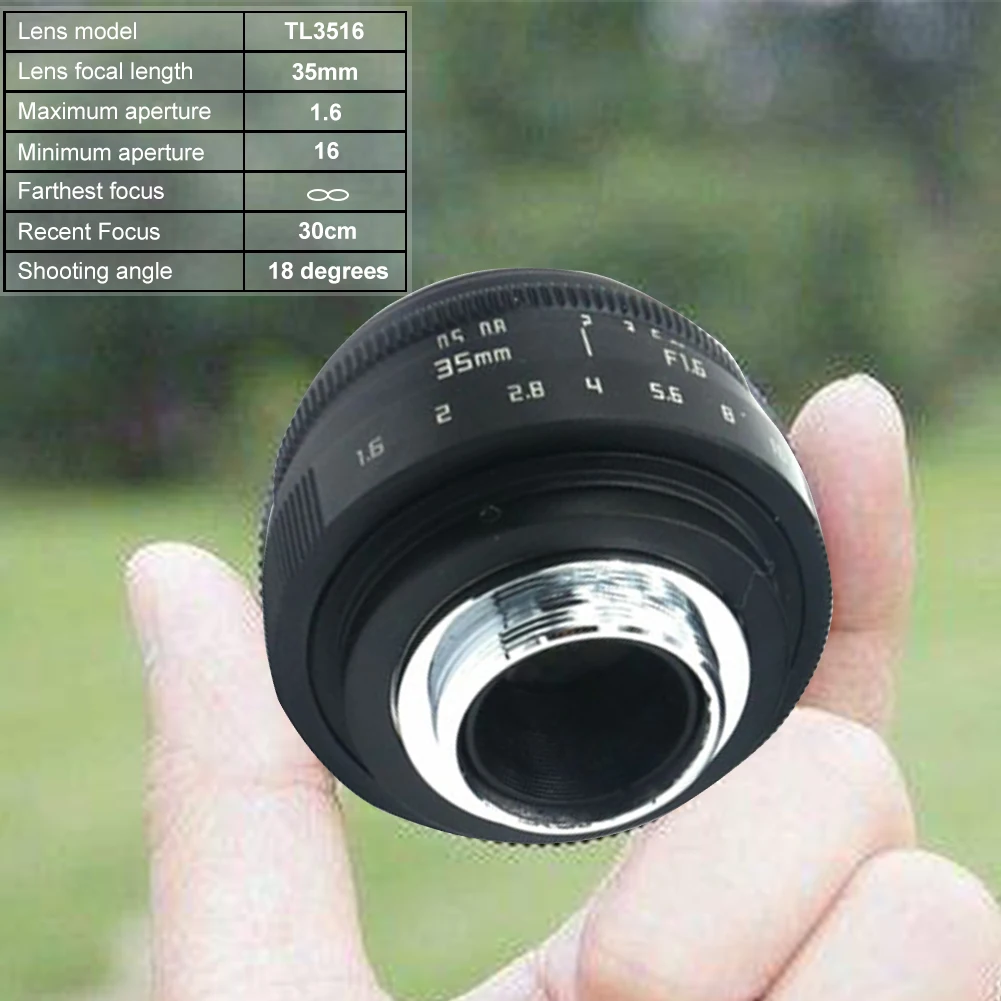 

35mm CCTV Universal F1.6 C Mount Clear Manual Camera Lens Metal Durable Adapter For N1 Fujifilm FX NEX Micro 4/3 EOS M B