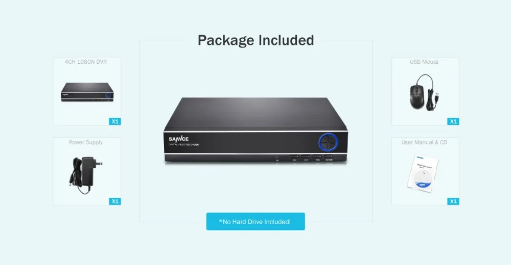 SANNCE DVR Регистраторы 4CH 5IN1 1080N видеонаблюдения DVR Системы H.264 HDMI P2P видео CCTV Системы для камера безопасности Onvif HDD