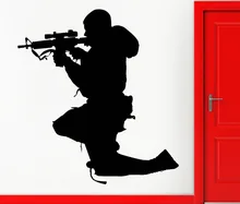 Hombre Soldado Francotirador Silueta Dormitorio Decoración Fresca Etiqueta de La Pared Casero Mural de La decoración Serie Militar Del Vinilo Del Arte Decals M-82