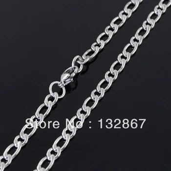 

10pcs Top quality Stainless steel silver 4.7mm*54cm figaro chain necklace for men's XMAS jewelry free ship