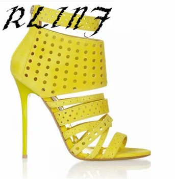 

RLINF Thin Heels Sexy Women Pumps Super High Heels WomenLaser Hollow Open Toe High Heel Sandals Banquet Shoes