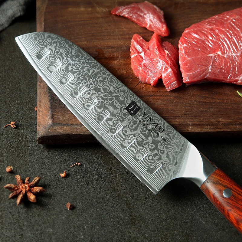  XINZUO 7'' inch Santoku Kitchen Knives 67 layers Damascus Steel Chef Knife Dealing with Meat Fruit  - 32500207317