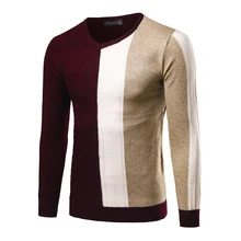 Новинка года, осенне-зимние мужские облегающие вязаные свитера пэтчворк с v-образным вырезом/мужской трикотаж высокого качества, свитер