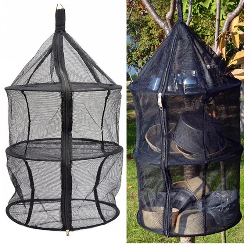 

Outdoor 3 Shelf Hanging Storage Net Organizer Bag Food Folding Tableware Zipper Drying Net Food Antifly Tent Accessories Tools