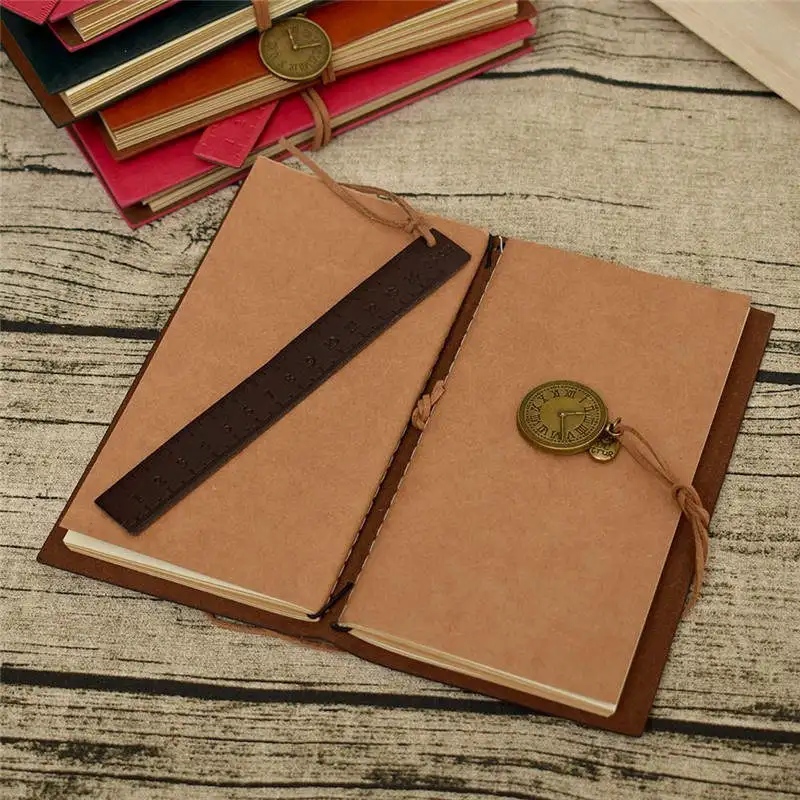 Ретро Кожаный чехол для блокнота Канцтовары офисные пустой дневник школьный принадлежности Планировщик подарок для детей и друзей - Цвет: brown