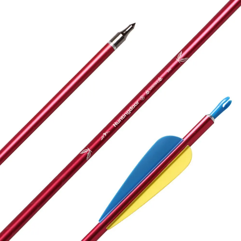 

Huntingdoor Aluminium Arrows Archery Hunting and Targeting Practice Arrows for Compound /Recurve Bow 31'' with Removable Tips