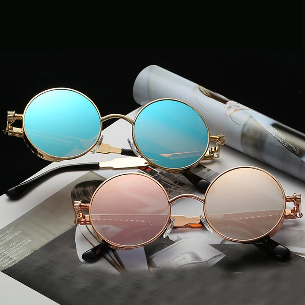 Muticolor Retro Round Metal Glasses Lens Goggle Glasses Eyewear Frame Glasses Women Fashion Retro Round Metal Drive Goggles