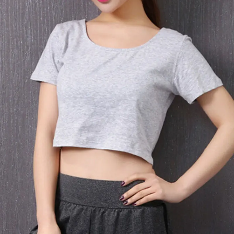 

Waidx Crop Top Women's Solid T-shirt Tight Female Sexy Short Shirts Pullover Harajuku Streetwear Kpop Clothes Drop Shipping