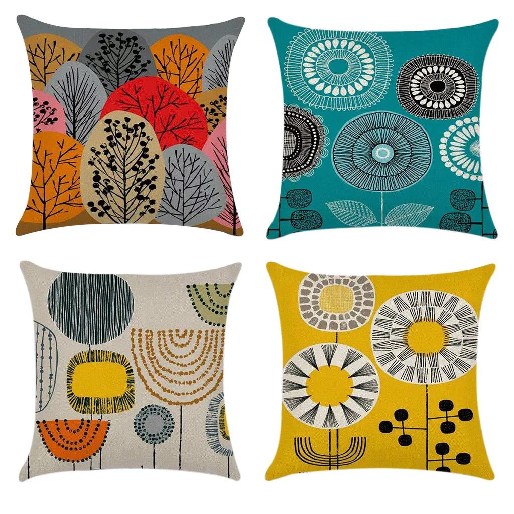 

ISHOWTIENDA 4PC Thanksgiving Autumn Decor Cushion Cover Throw Pillow Case Sofa Bed Decor printed sofa decorative cushions bule