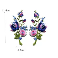 Buy 2PCS Symmetrical Flowers Embroidery Patch Sew Iron On Embroidered Patches Badges For Bag Jeans Hat T Shirt Appliques Craft Online - Image 2