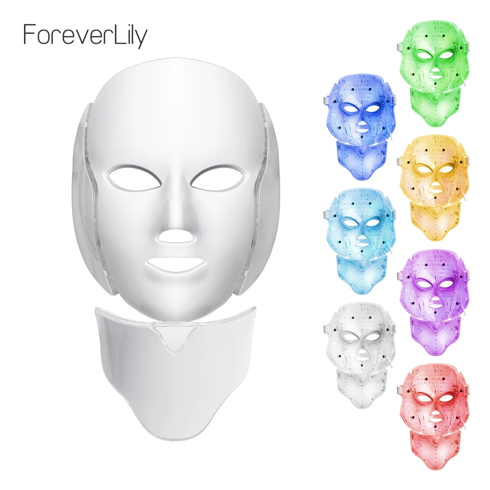 Foreverlily LED Light Photon Therapy Mask 7 Color Light Treatment Skin