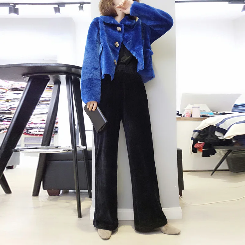 Women real fur Coat Female Jackets Solid Short Fashion Long Sleeve Wool Skin Winter Spring Warm Ladies' Top Short coat