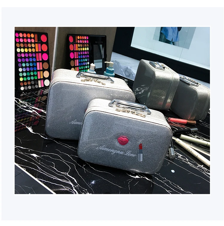

Portable Simple Storage Box Large Capacity Multi-function Suitcase Fashion Travel Cosmetic Case Waterproof Lovely Young Girl