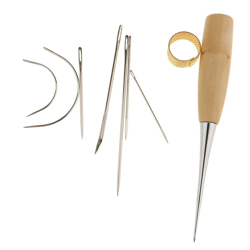 42PCS Curved Hand Sewing Needles with Leather Waxed Thread Cord