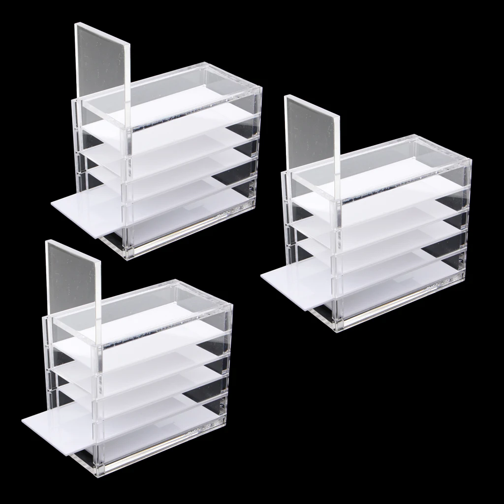 

Acrylic False Eyelash Lash Extensions Organizer 5 Layers Durable Makeup Box, Pack of 3