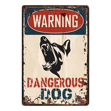 [Kelly66] Предупреждение опасных собака металлический знак олова плакат домашний Декор Бар настенная живопись 20*30 см Размеры y-2150