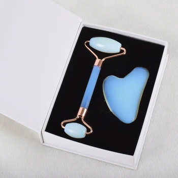 

20 set Jade Roller Gua Sha Tool Opalite Face Massage Care Tool Gift Boxes Acupuncture Scraping Beauty Neck Health Healing Stone